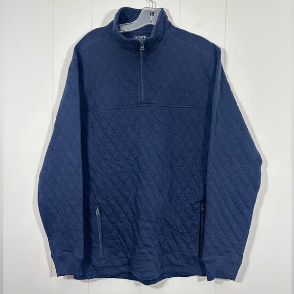 J. Crew Other - NWT J Crew Mens Sz L Quilted Half Zip Pullover Sweater Navy Mock Neck StyleBS321
